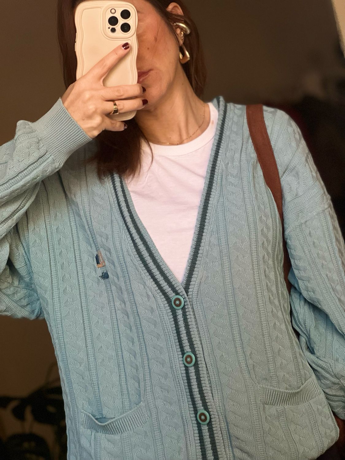 Cable knit cotton cardigan vintage