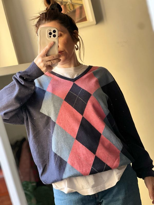 Maglione argyle scollo a V