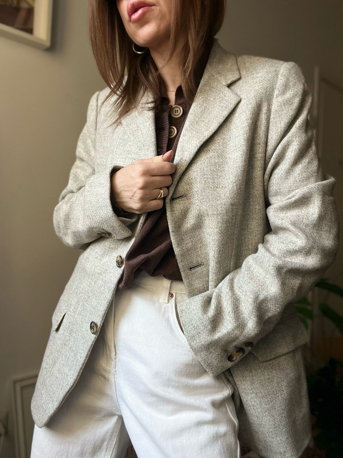 Blazer mélange chiaro in Yorkshire tweed