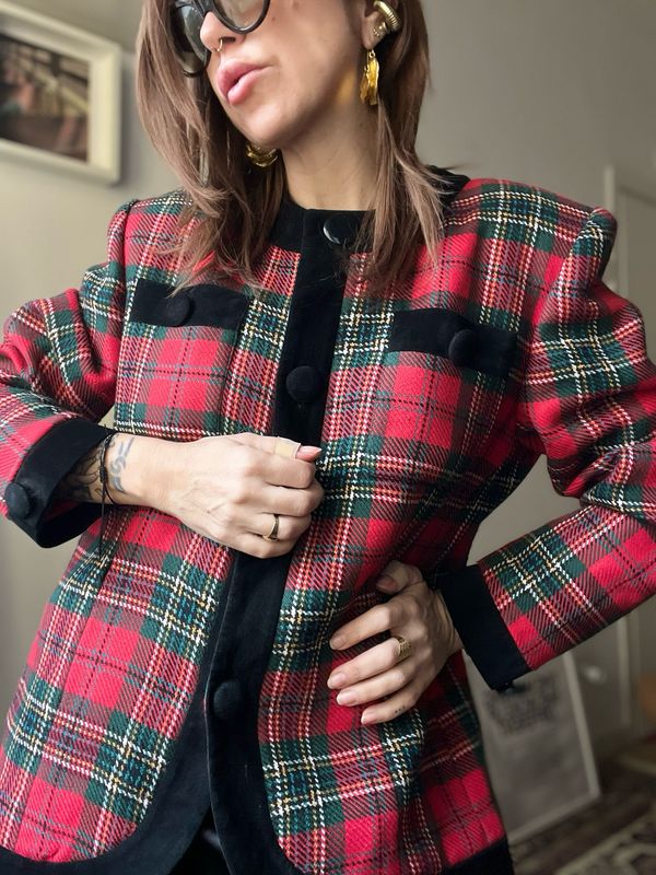 Giacca in pura lana tartan made in Italy