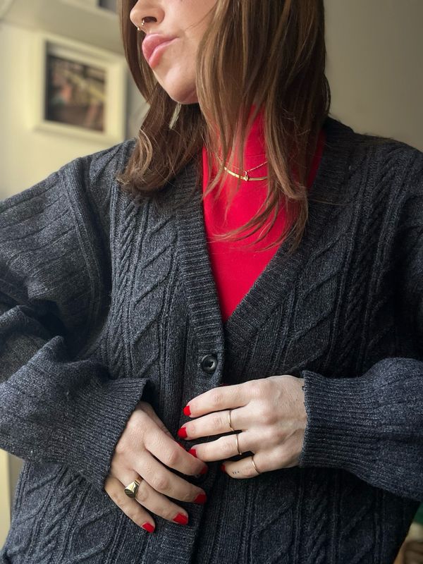 Boxy cable knit cardigan