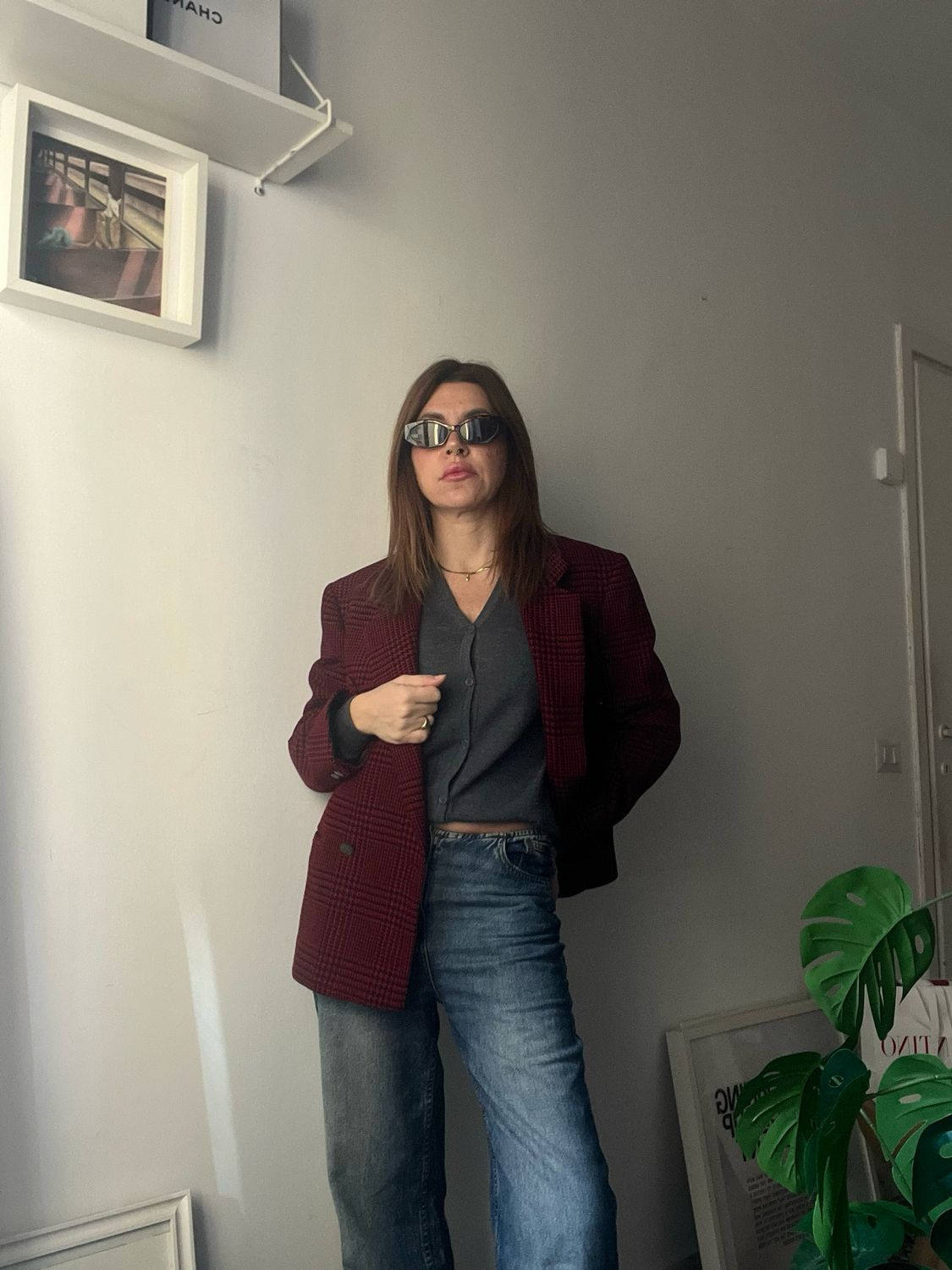 Blazer vintage pied de poule