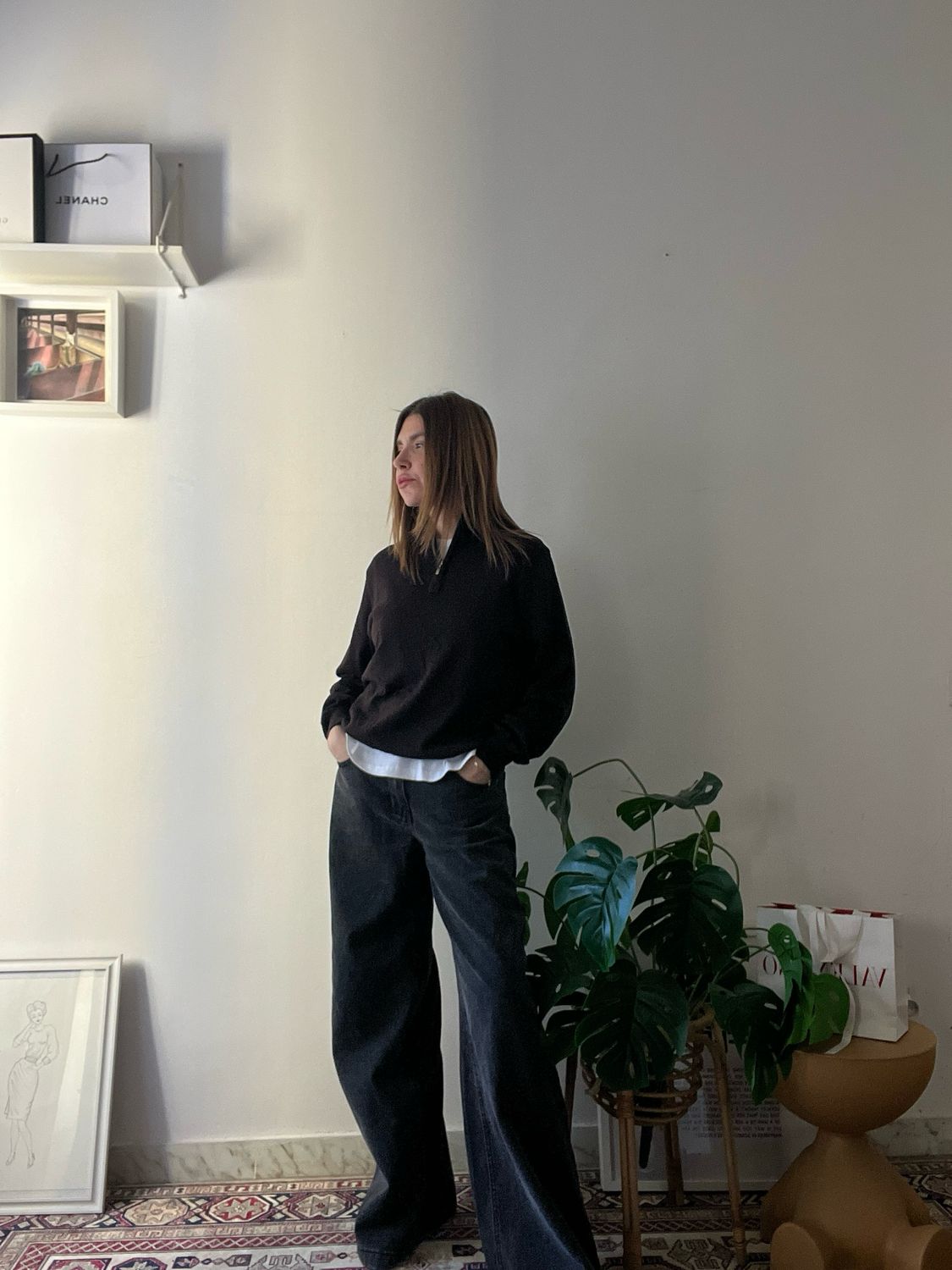 Maglione marrone con zip