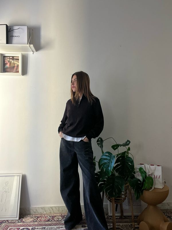 Maglione marrone con zip