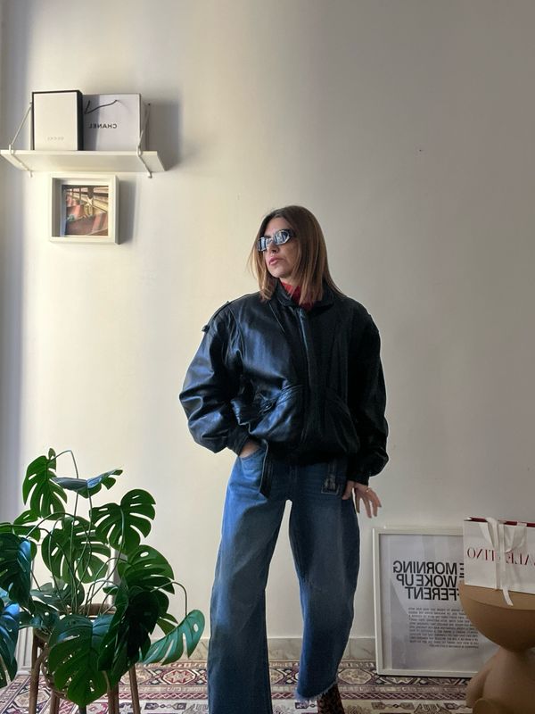 Vintage bomber leather