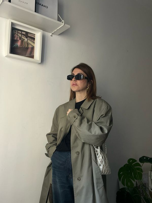 Trench vintage grigio fango