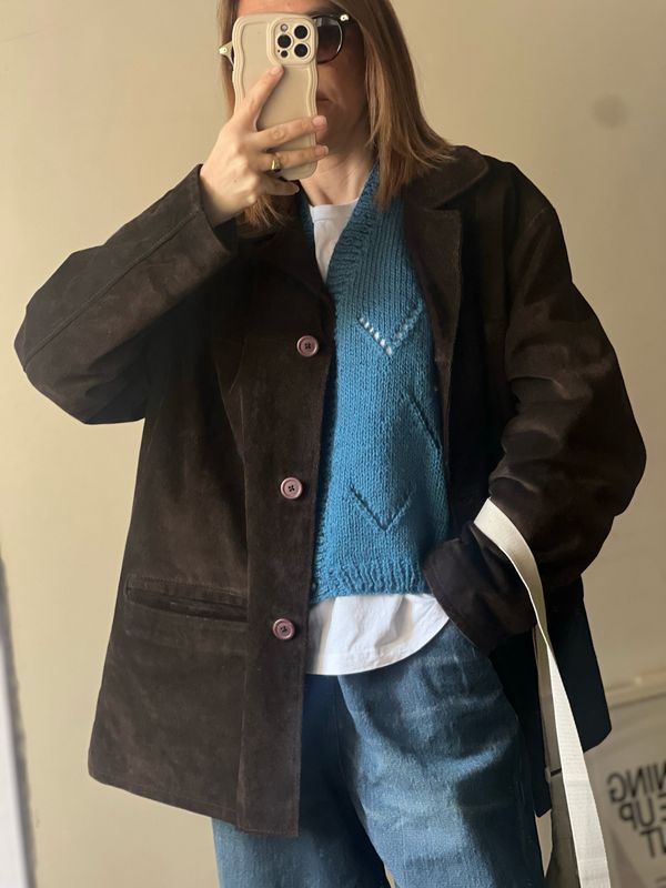 Chocolate Suede Jacket (Lined &amp; Quilted)