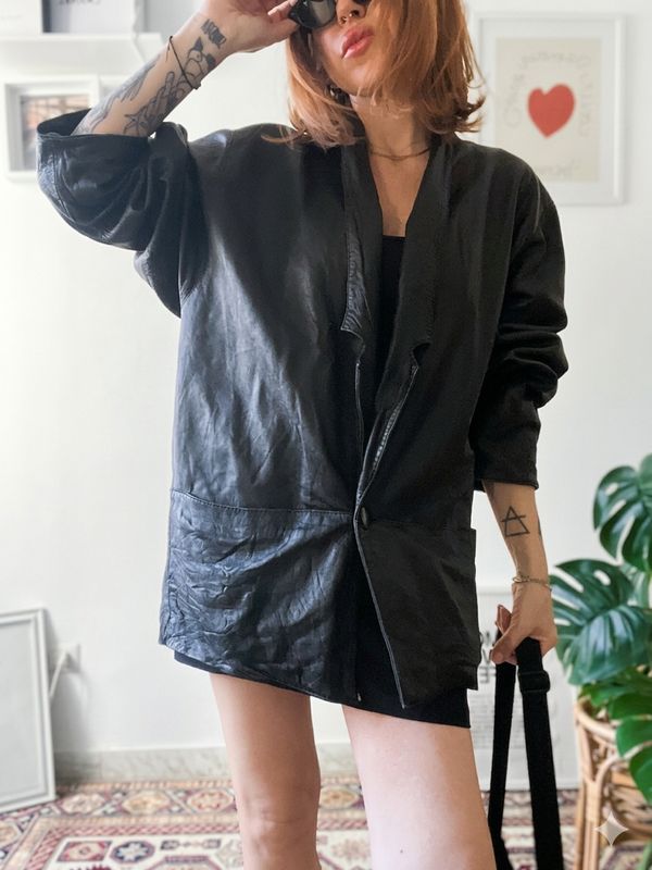 WRINKLED LEATHER BLAZER