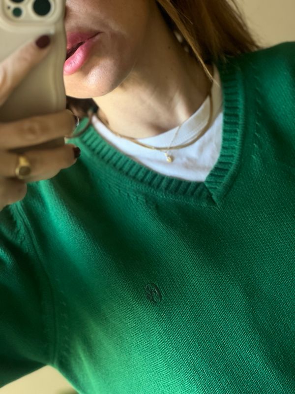 CONTE OF FLORENCE V-NECK SWEATER — Heritage Green