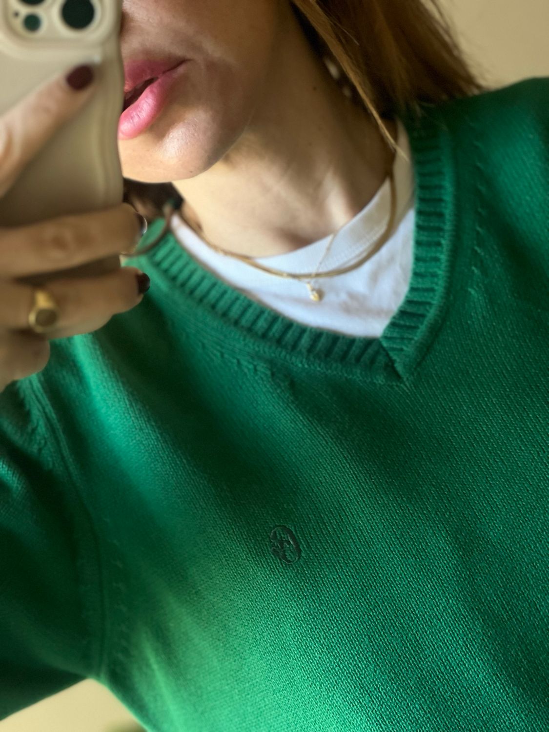 CONTE OF FLORENCE V-NECK SWEATER — Heritage Green