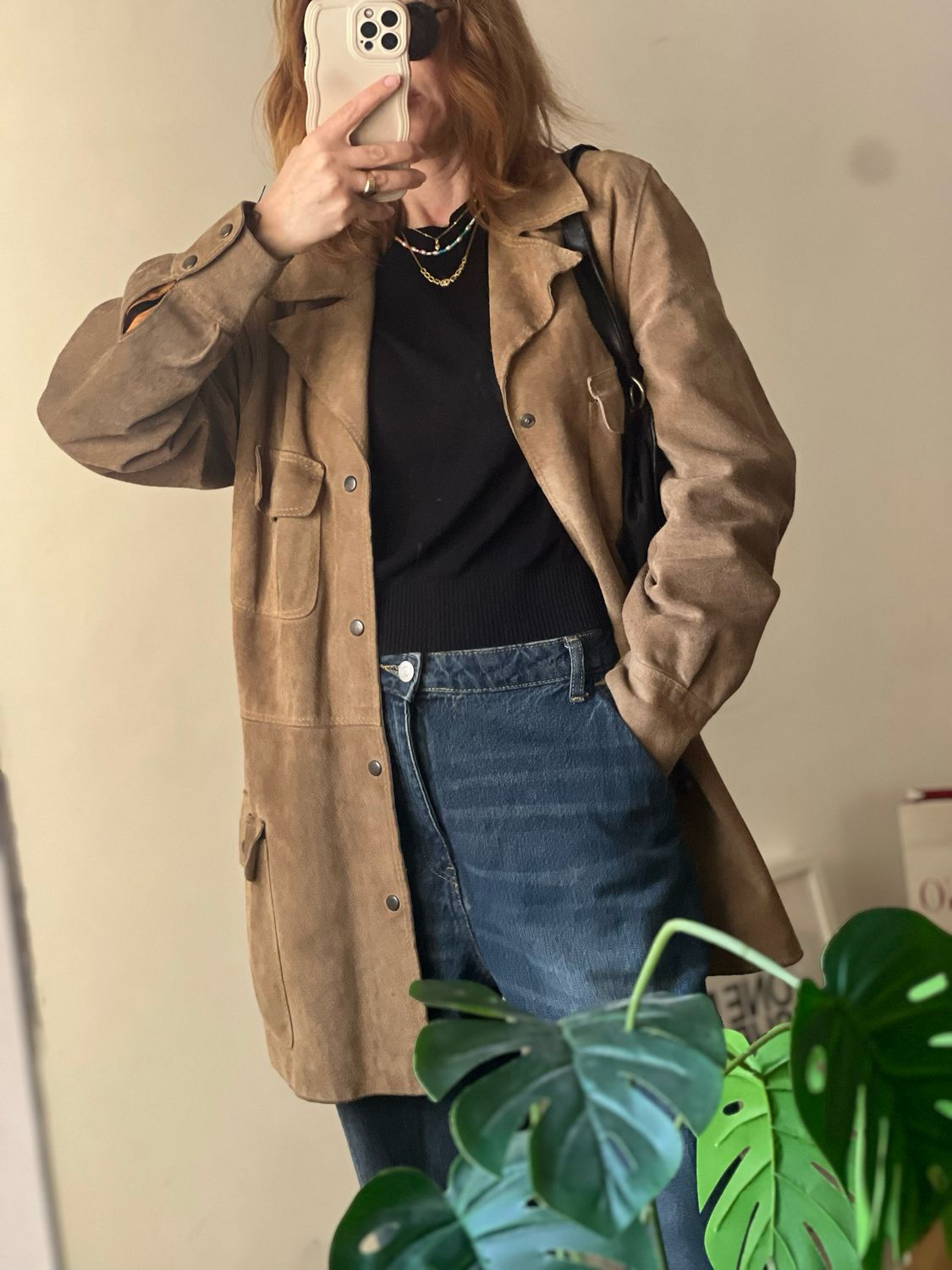 Giacca trench vintage in camoscio