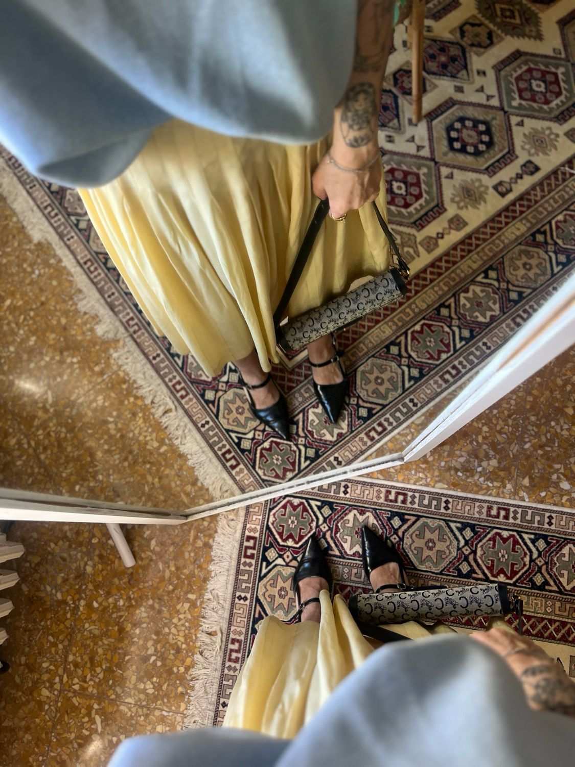 Gonna Vintage a Pieghe in Seta