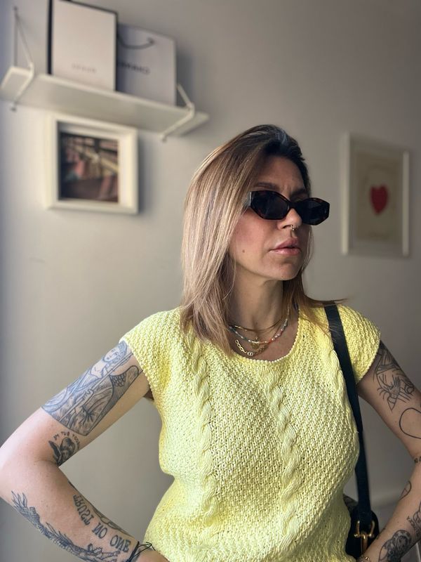 yellow knitted sweater