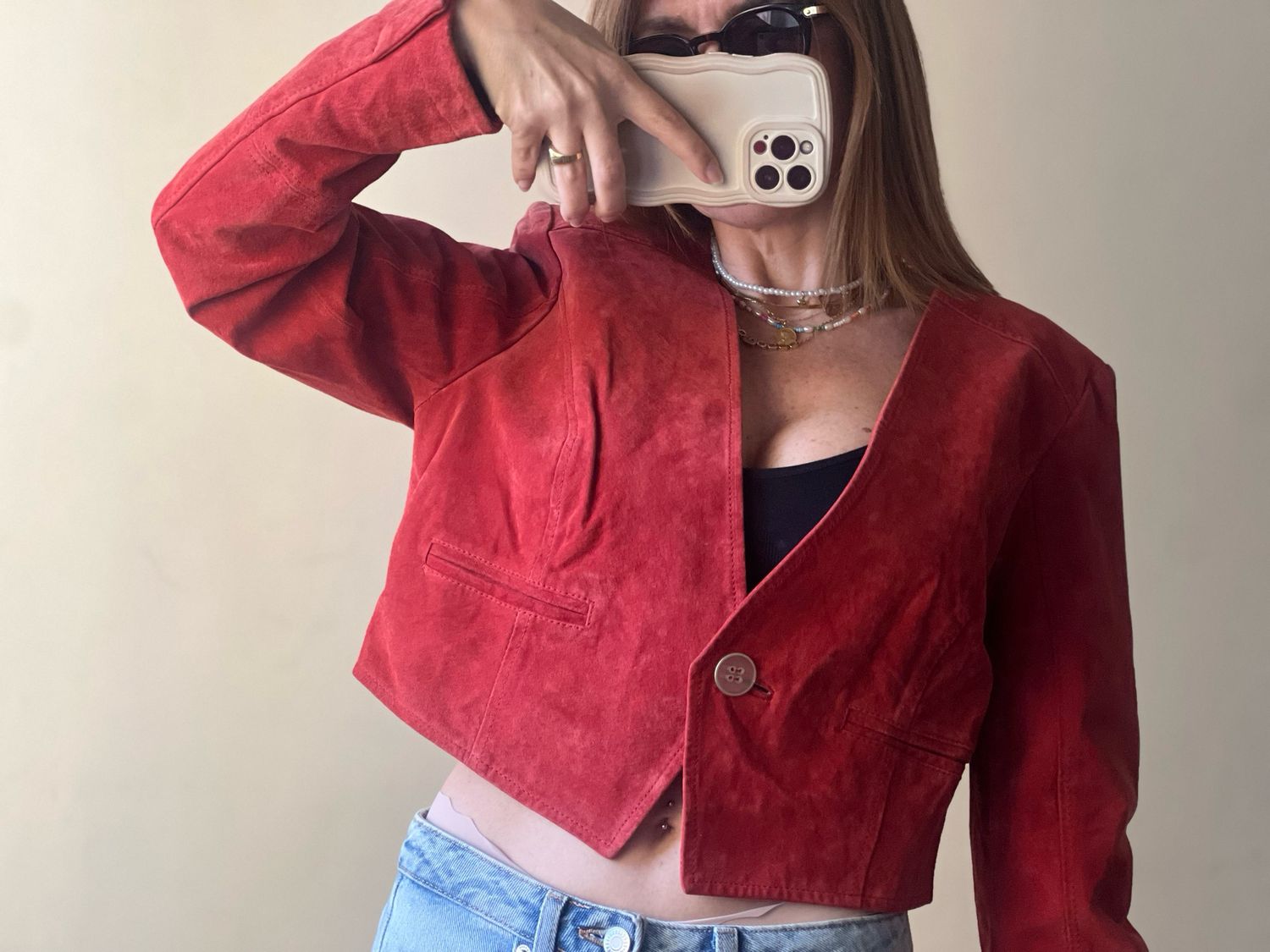 GIACCA CROP SUEDE MAGENTA