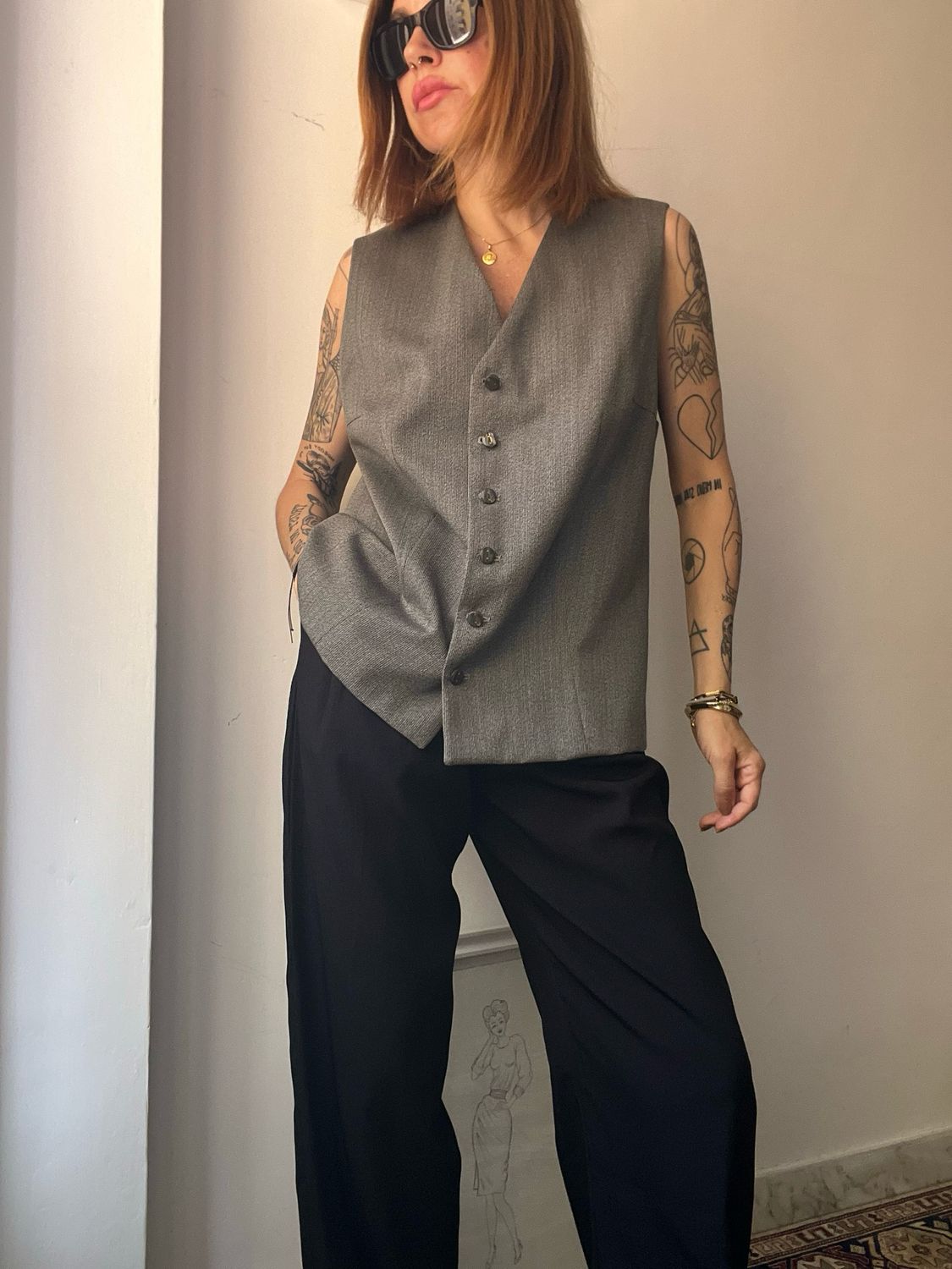 GREY TAILORED VEST