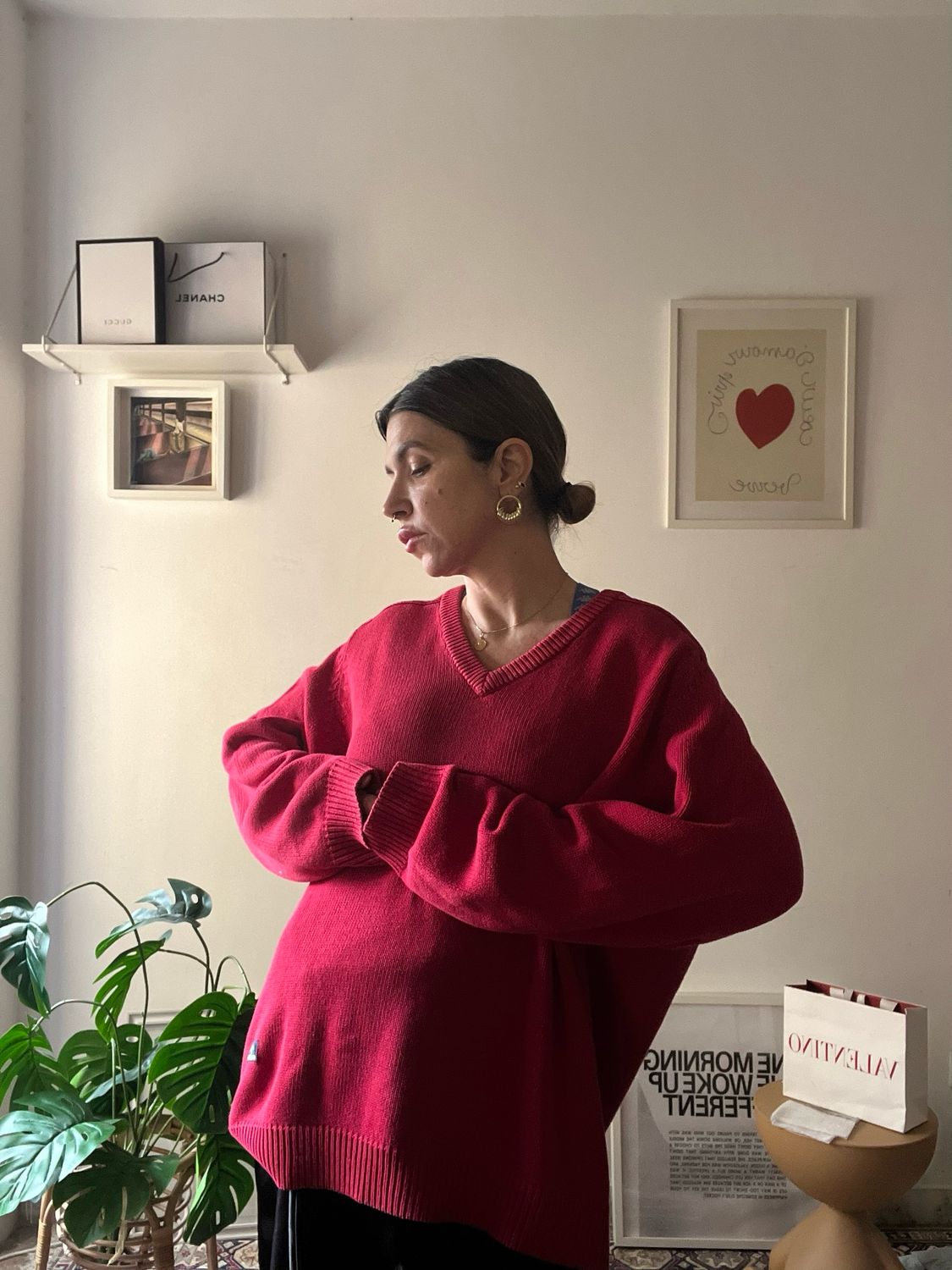 RED COTTON SUMMER SWEATER – NAVIGARE