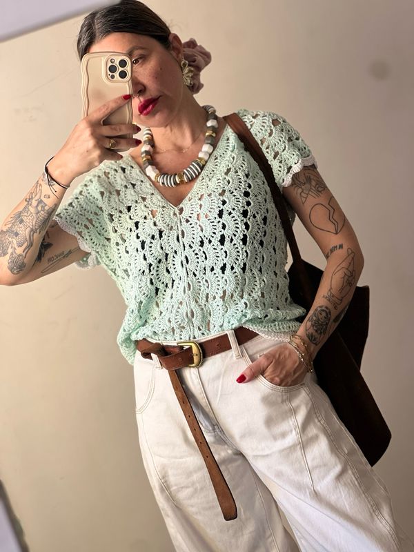 TOP UNCINETTO MINT – HAND KNITTED