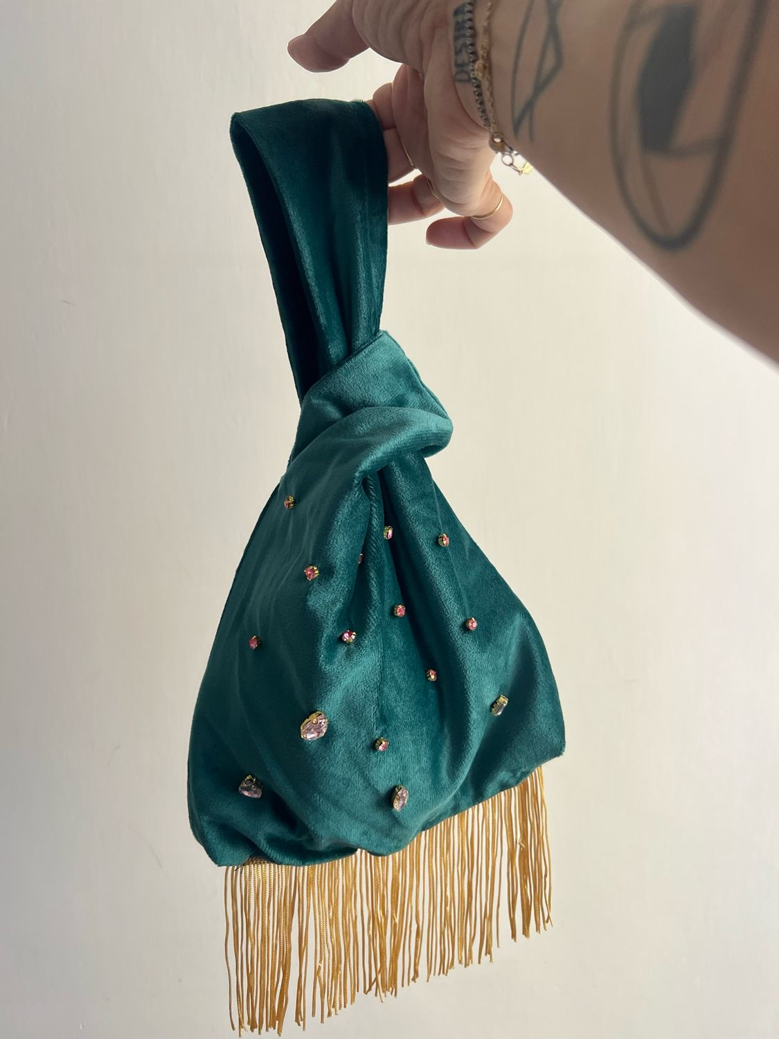 Borsetta green velvet