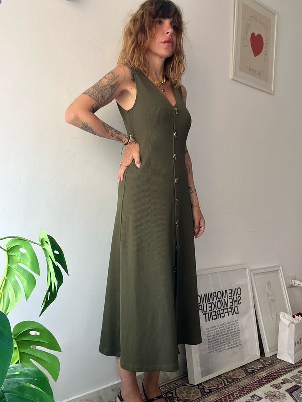 RIBBED MILITARY DRESS