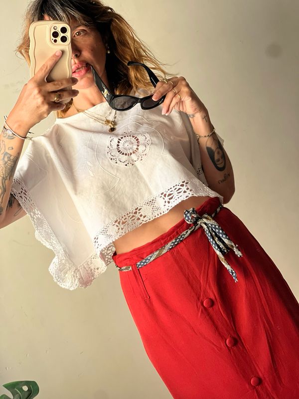 upcycling embroidered top