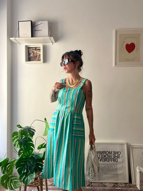 Stripes green dress