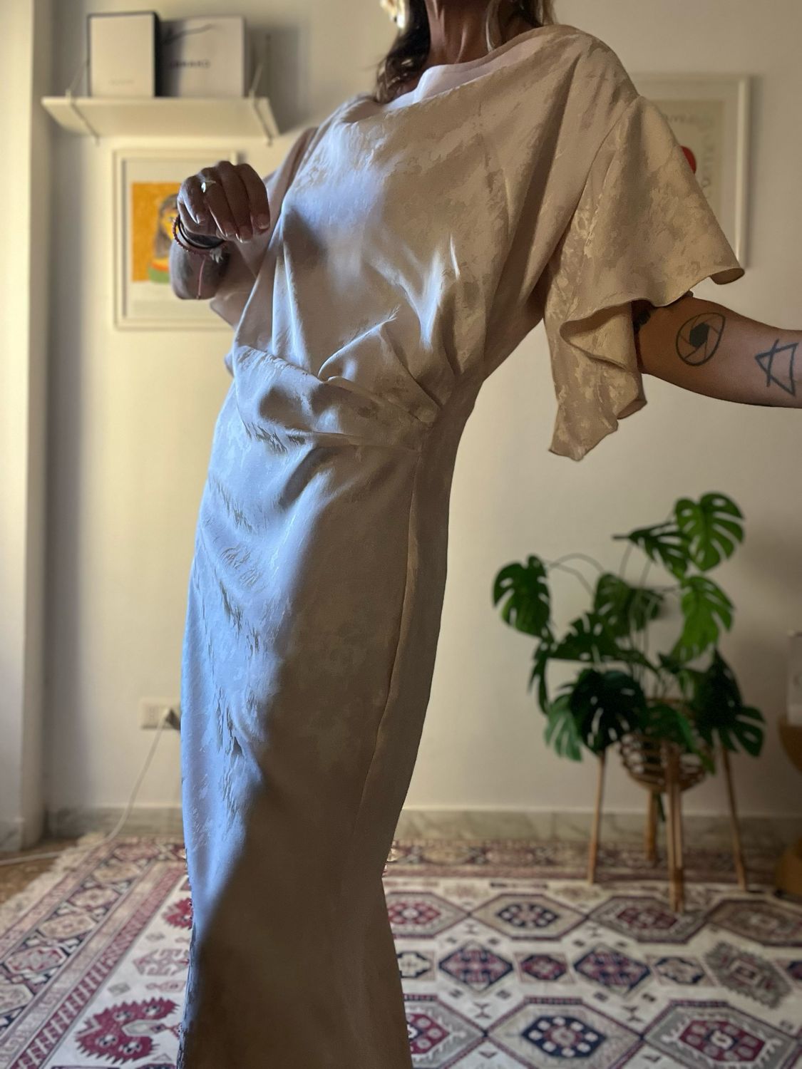 Pink champagne Marble Drape Dress