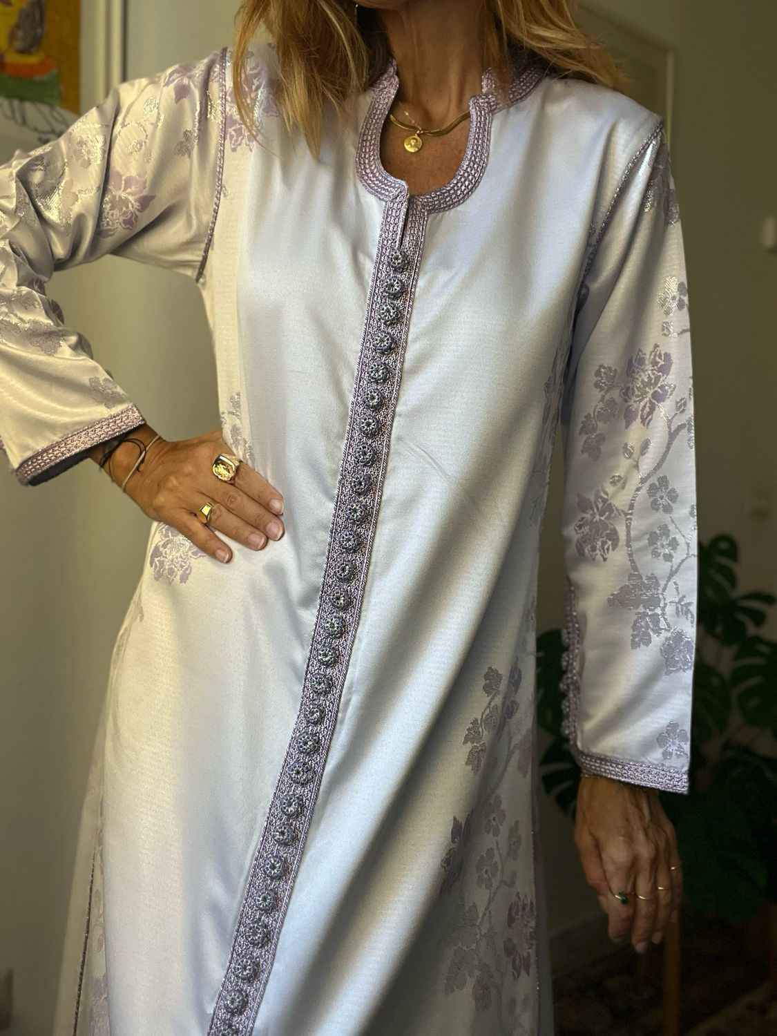 Caftano Dress Jacquard Lavanda