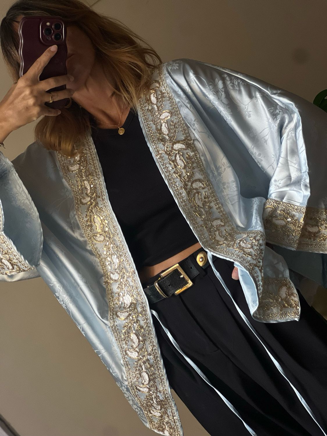 Giacca kimono raso jacquard