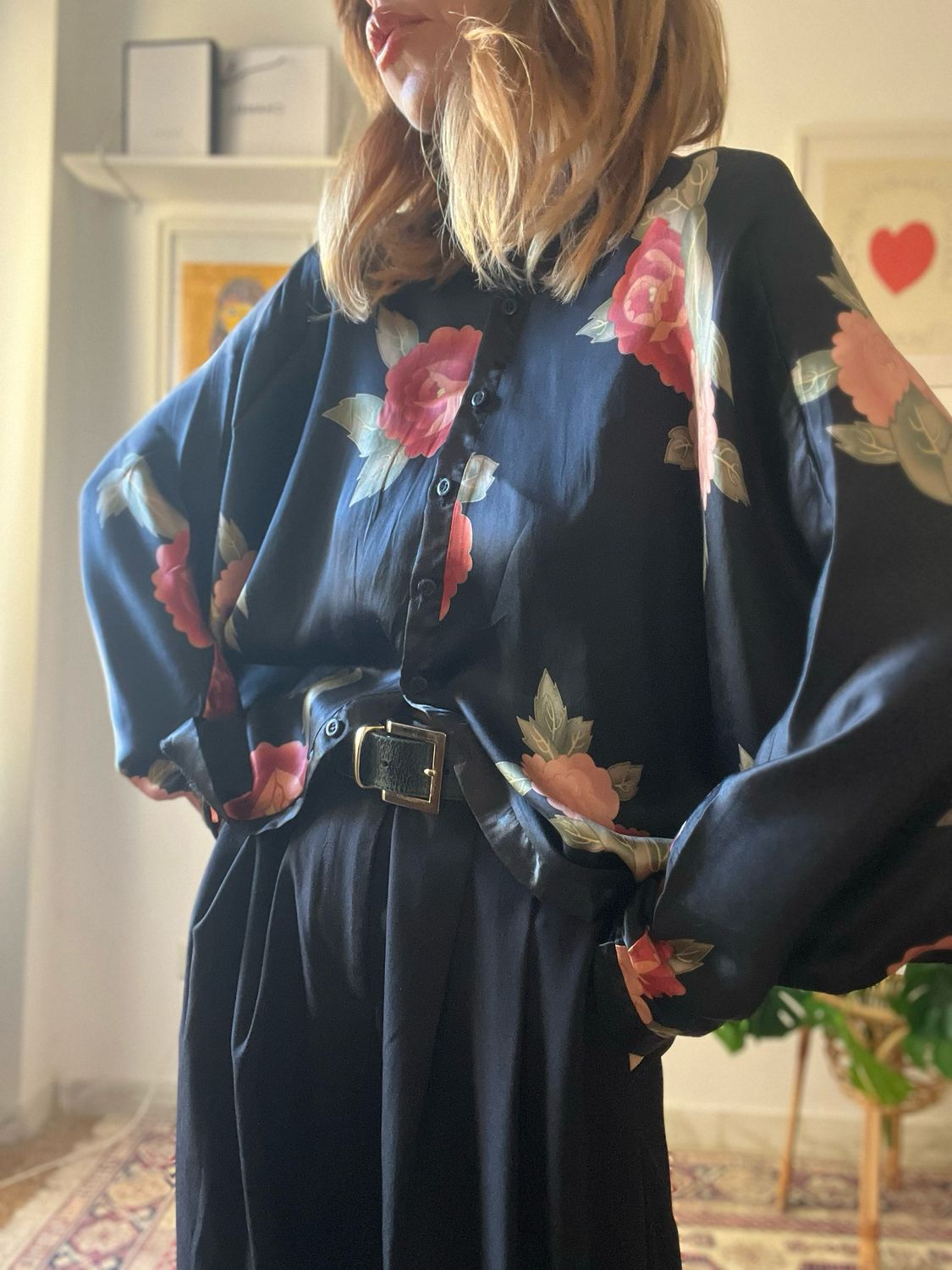 Silk rose shirt