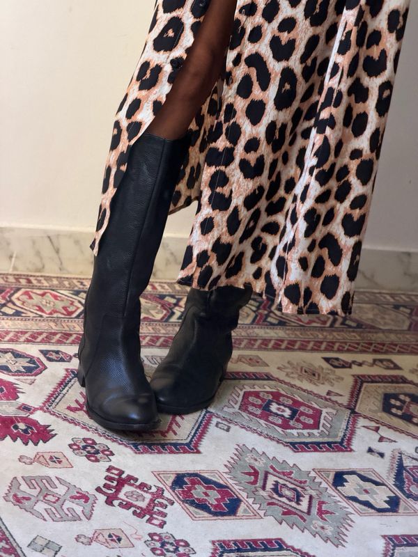 Black leather boots