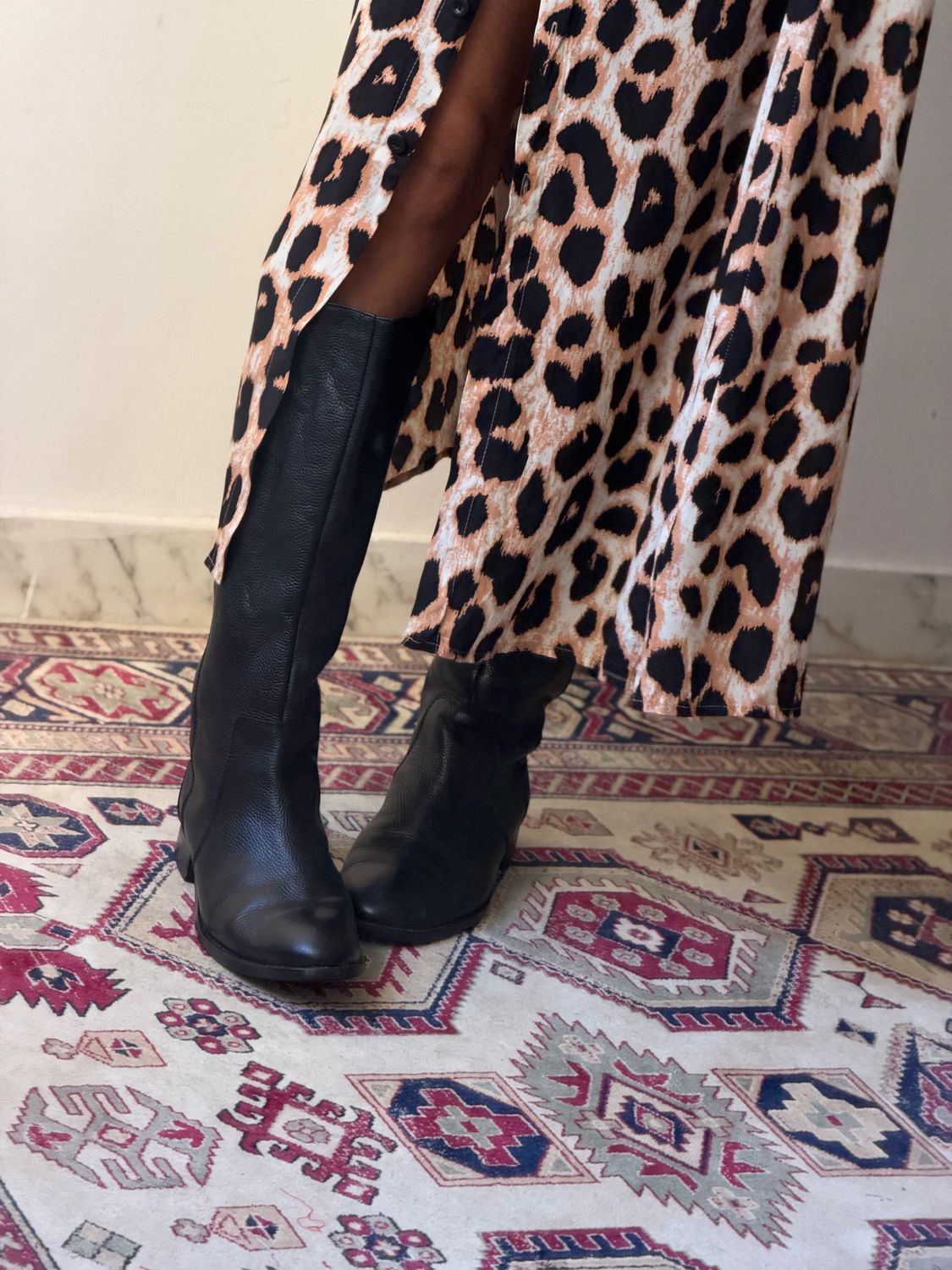 Black leather boots
