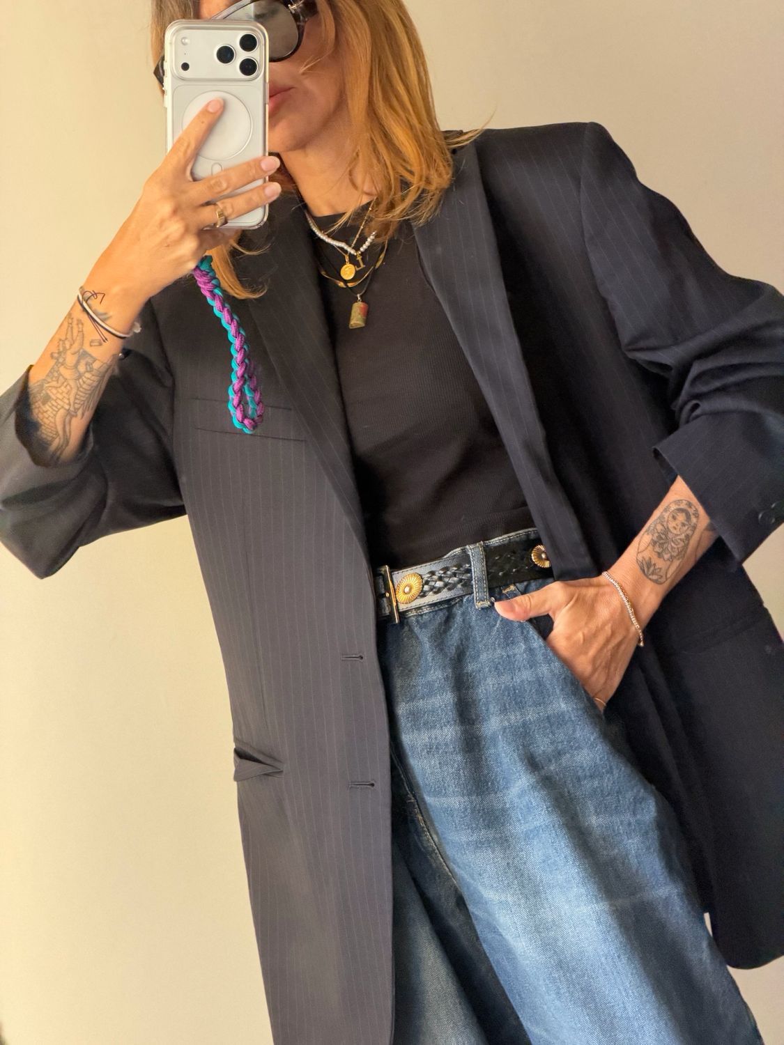 Pinstripe blazer wool and silk
