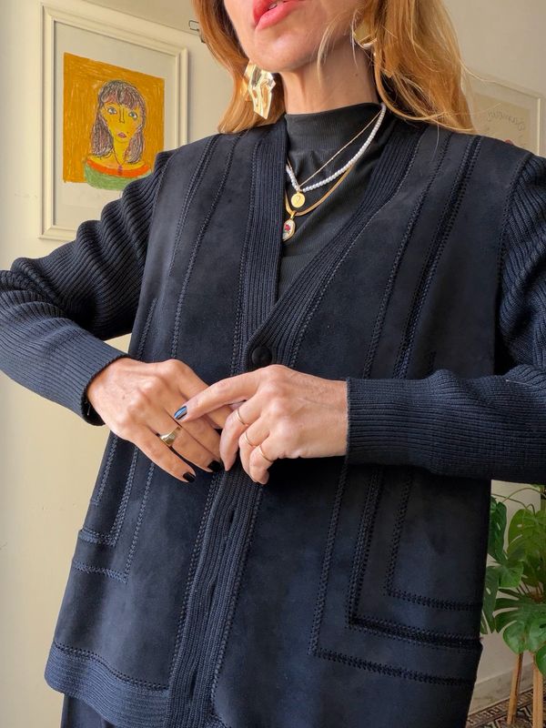 Suede&amp;wool jacket