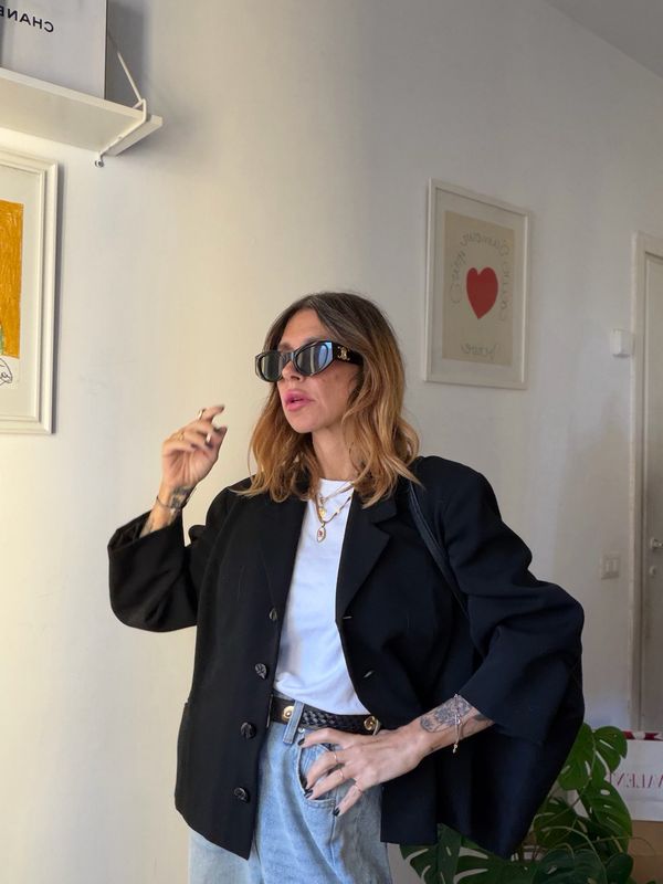 Vintage Black Wool Blazer