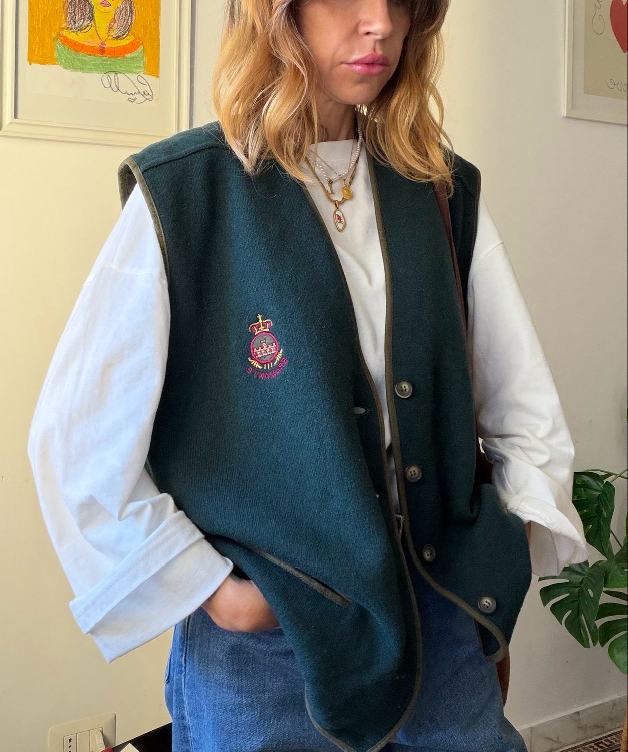 Forest Green Vintage Vest