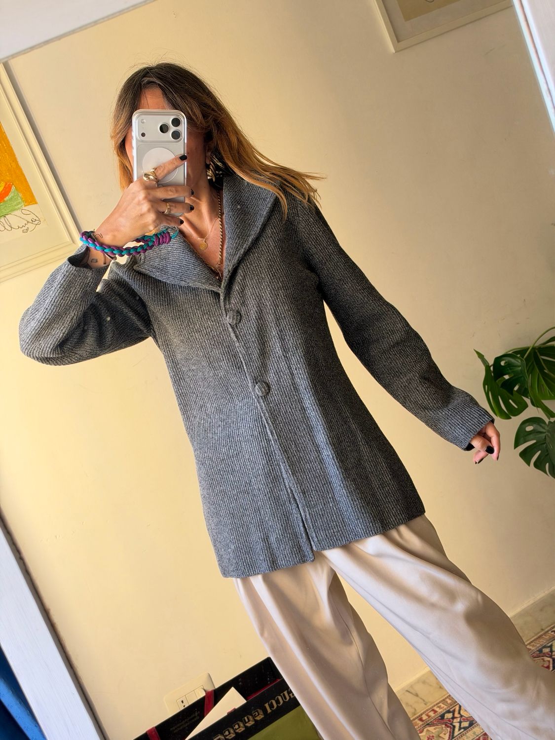 Grey Mélange mohair Jacket Cardigan