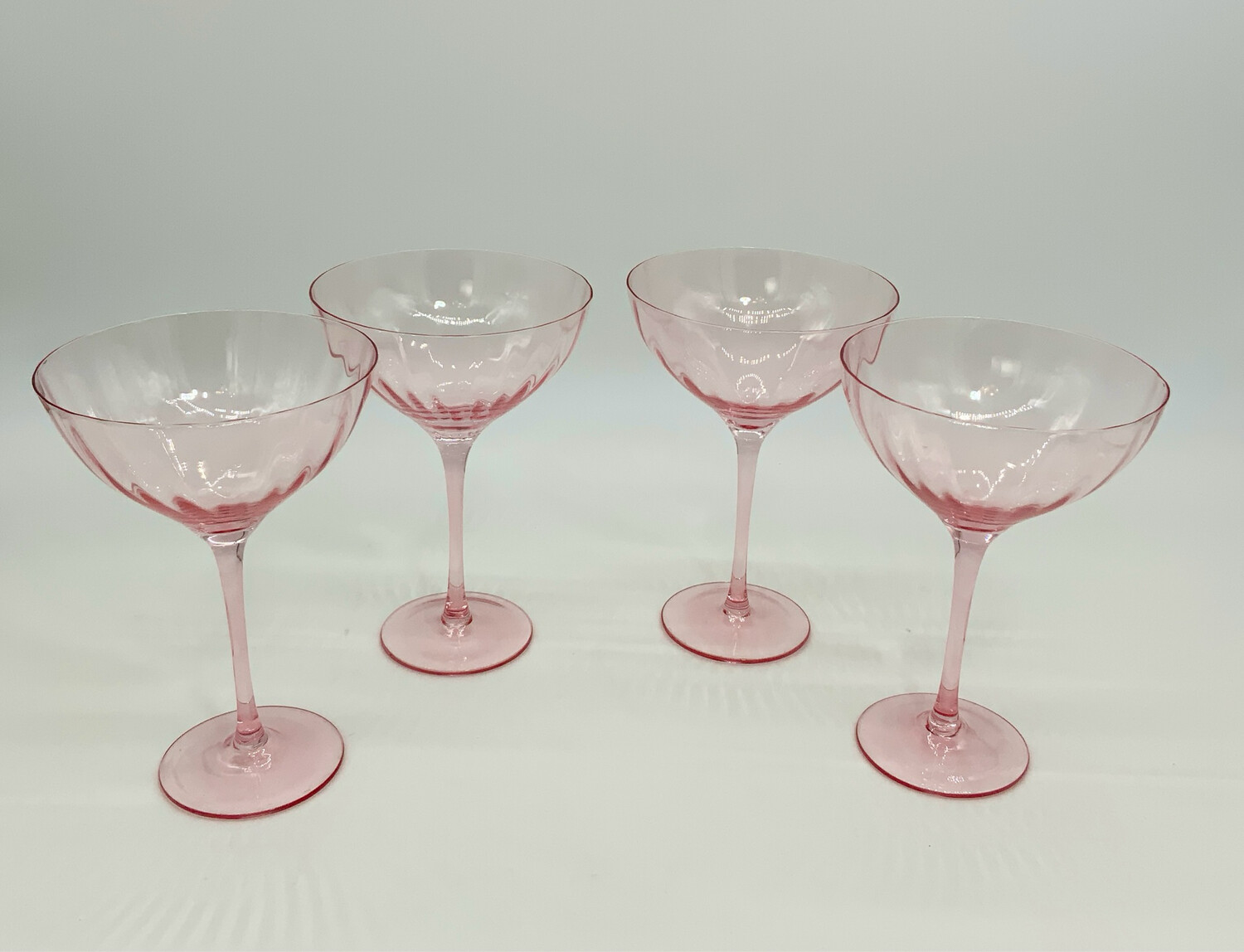 Set of 4 Pink Glass Wave Coupe Glasses - Studio TU-Tabletops Unlimited