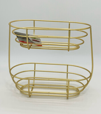 Multifunctional 2 Tier Oval Storage Basket - Golden Metal