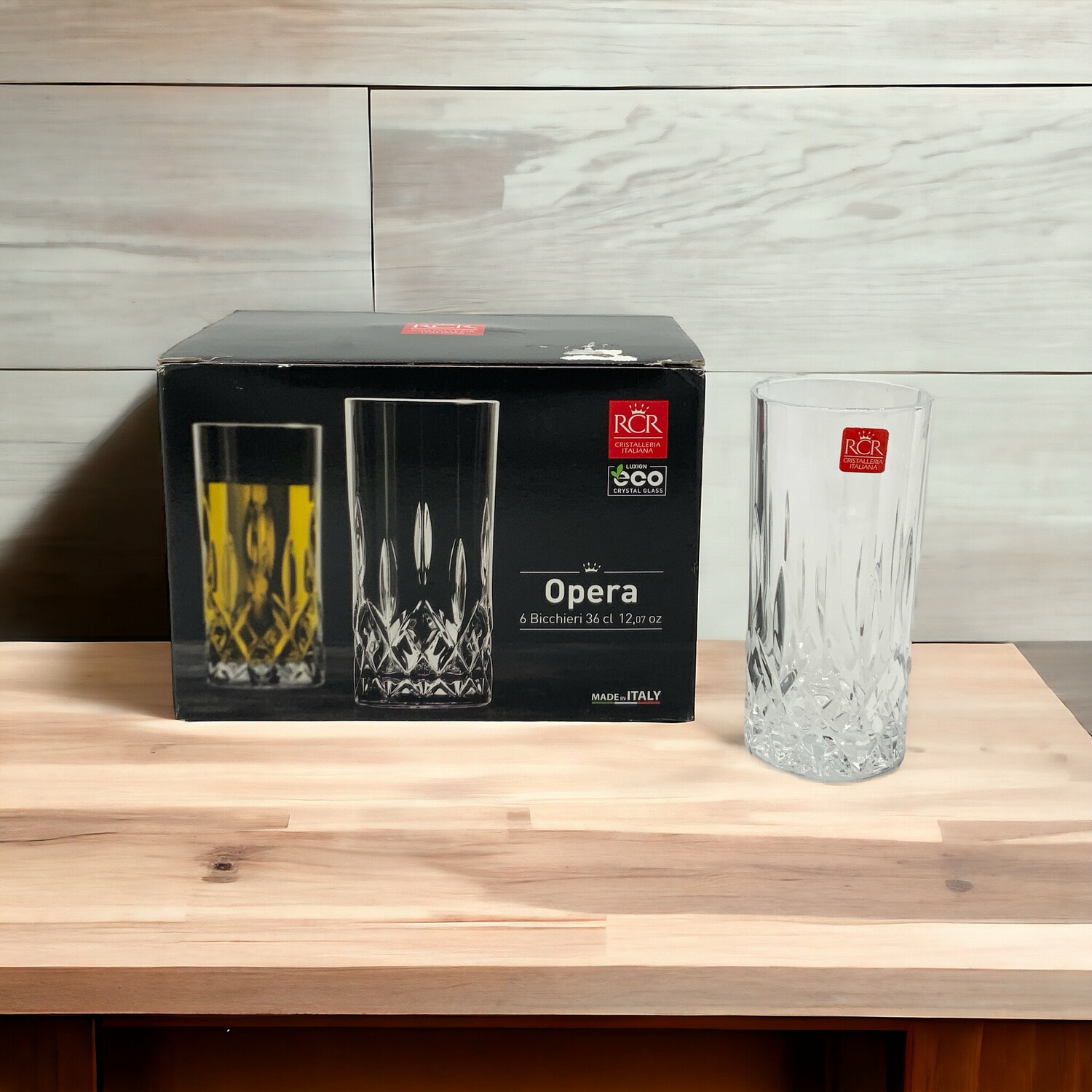 Elegance Redefined: Set of 6 Crystal Tumblers By RCR Cristalleria Italiana - Made in Italy