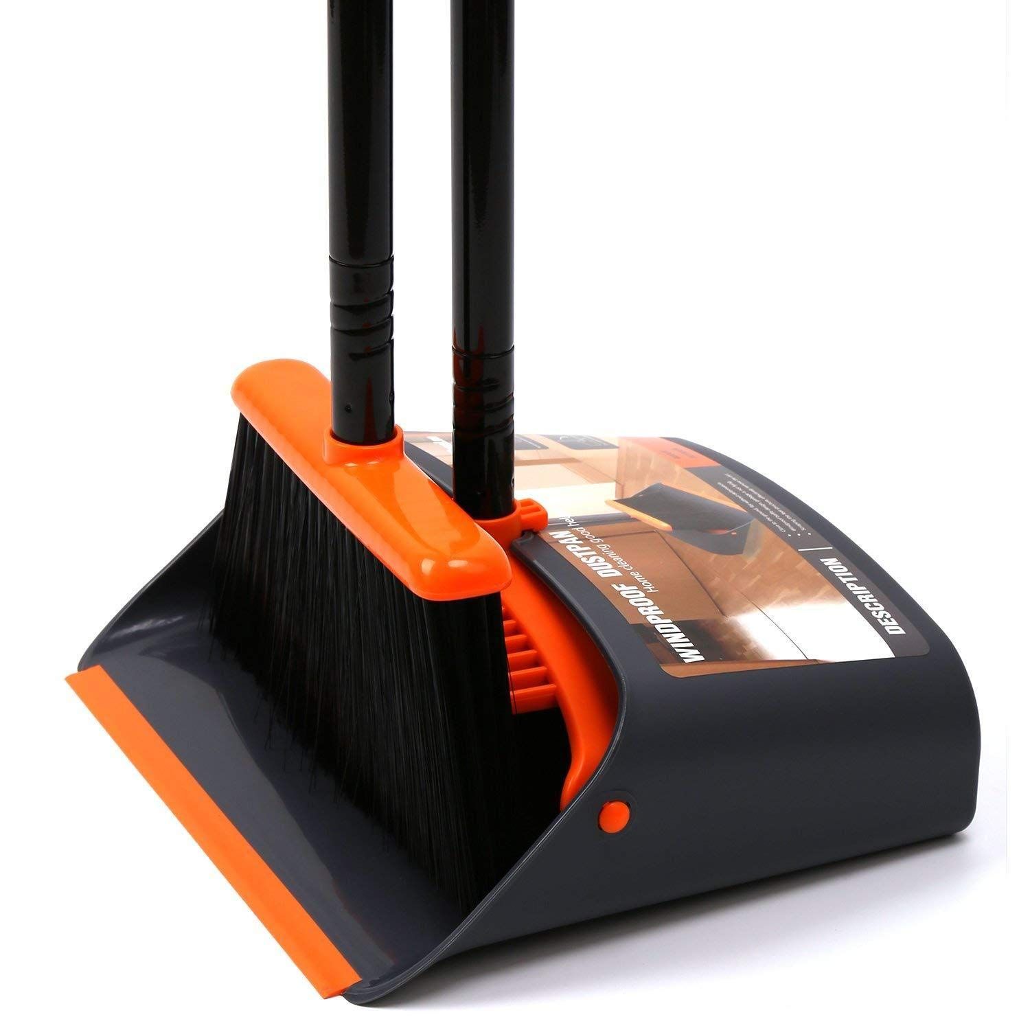 TreeLen Heavy Duty Broom and Dustpan Combo Set for Indoor Or Outdoor Use