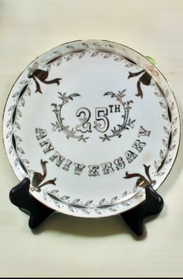 Silver Anniversary Plate 25th Anniversary Celebration Gift Cabinet Plate