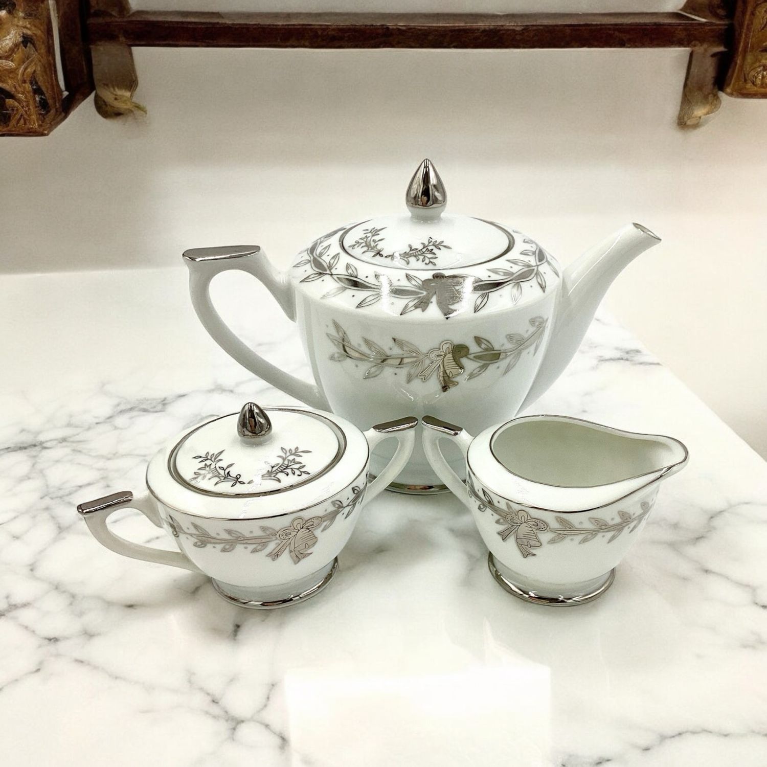 25th Anniversary Lefton China Set  Teapot Creamer and Sugar Special Anniversary Gift Anniversary Present Beautiful Design Unique Gift 