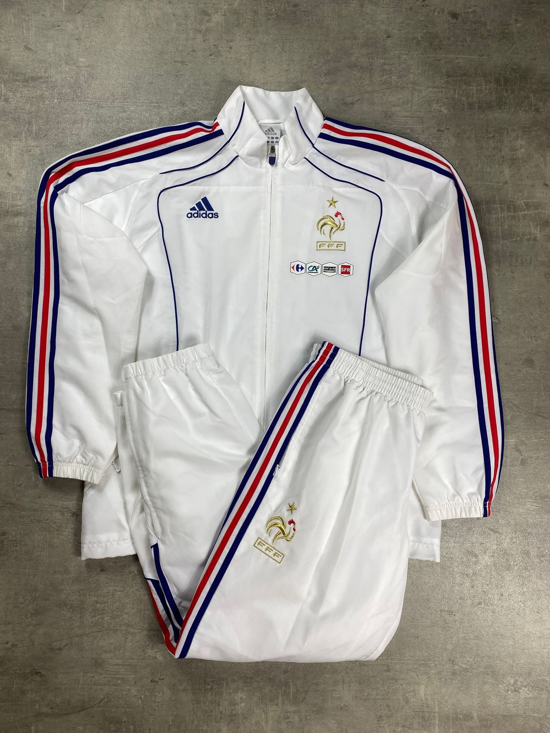Equipe de France Tracksuit Oficcial Player Version Retro Adidas White 2010