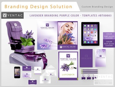 Purple Branding Lavender Color - Stationary Mockup - YENTAC Nail Salon Templates:  BT000003