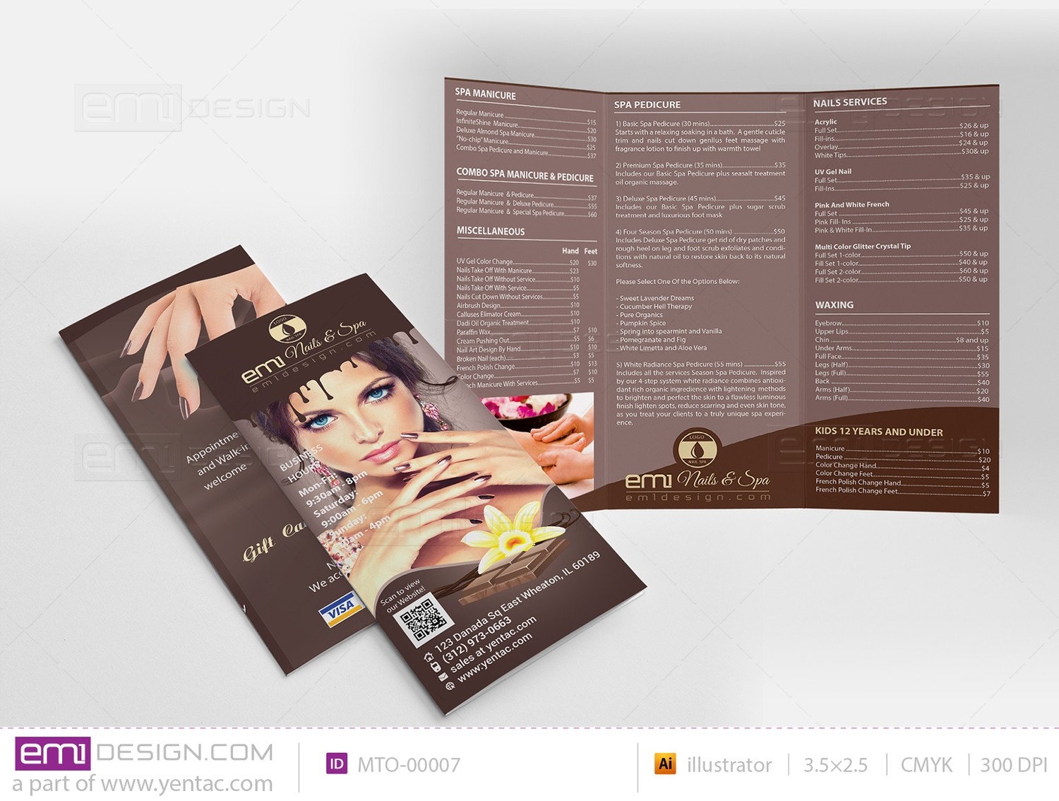 Menu-Take-Out Size 8.5x11 Tri-Fold - Chocolate Brown Color Template #BT00001