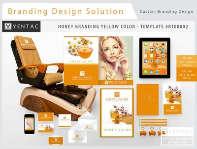 Honey Branding Yellow Color - Stationary Mockup - YENTAC Nail Salon Templates:  BT000002
