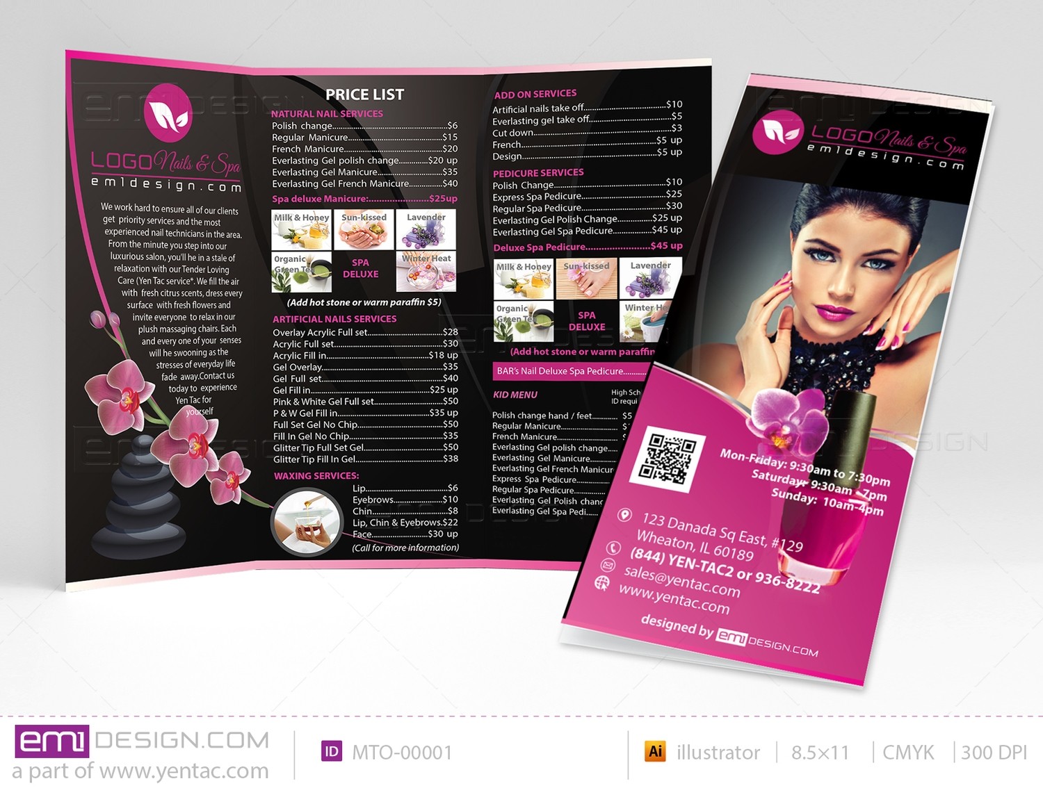 Menu-Take-Out Size 8.5x11 Tri-Fold Templates mto-00001