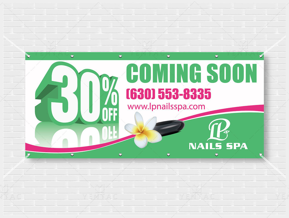 05 - Outdoor Banner - Size 4x9 No Picture - LP Nails Spa ID:  5069