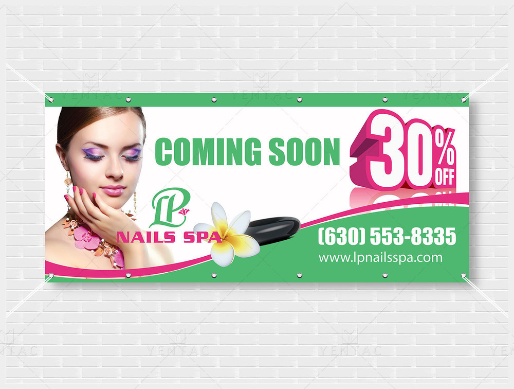 05 - Outdoor Banner - Size 4x9 With Picture - LP Nails Spa ID:  5069