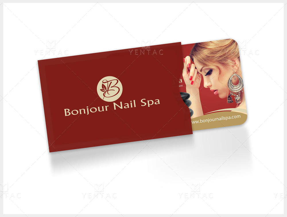06 - Plastic Gift Card Sleeve - Bonjour Nails Spa #5070